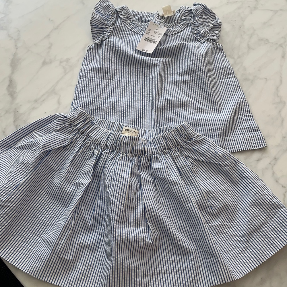 Crewcuts matching seersucker skirt set
